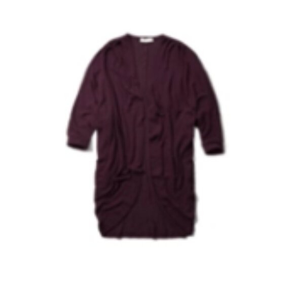 Abercrombie Cardigan Sweater Duster Long Burgundy Women Soft Lounge Cocoon Wrap - Picture 1 of 7